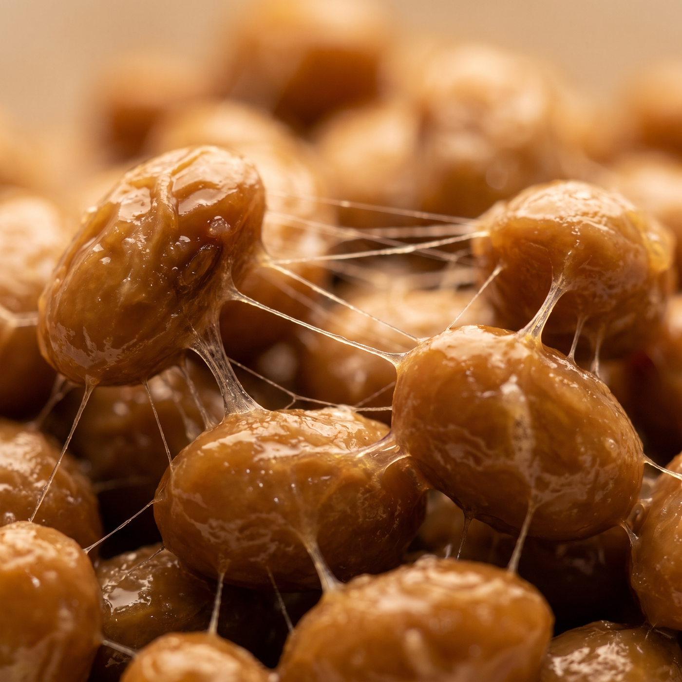 Close-up of natto fermented soybeans