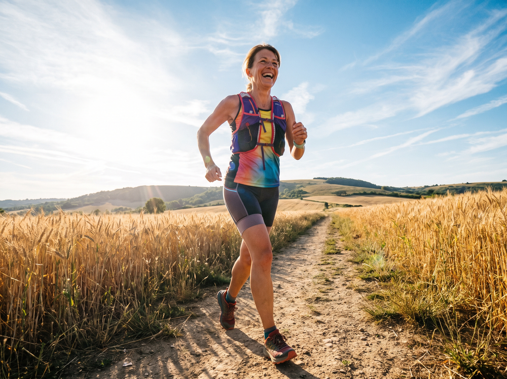 Woman jogging on a sunny path