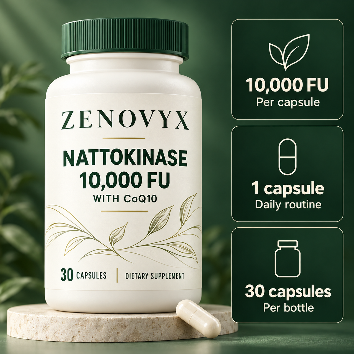 Zenovyx Nattokinase 10,000 FU | Heart & Circulation Support