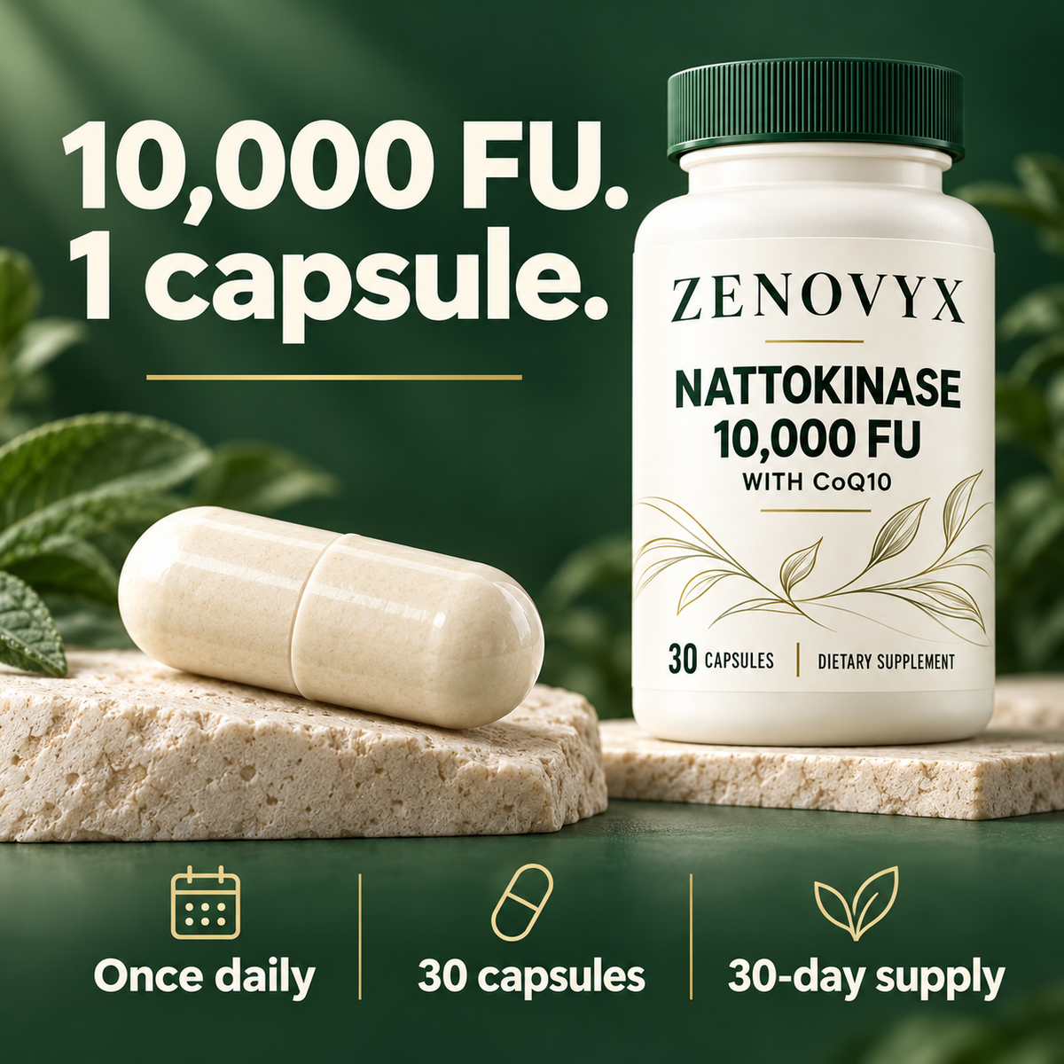 Zenovyx Nattokinase 10,000 FU | Heart & Circulation Support