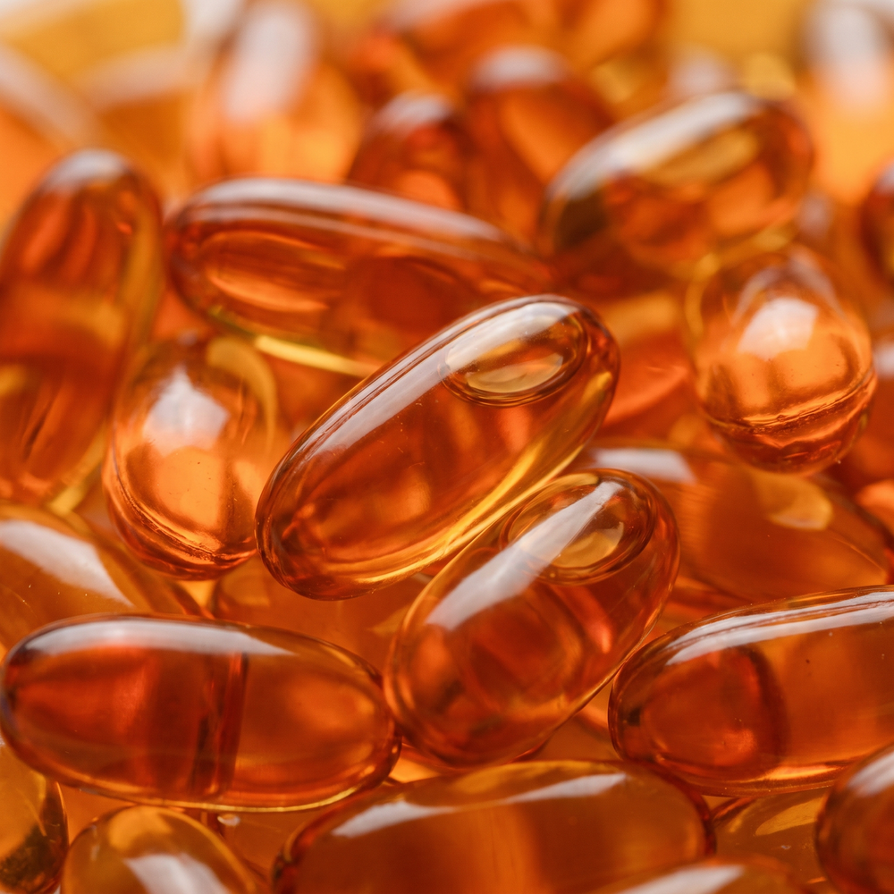 Close-up of CoQ10 softgels